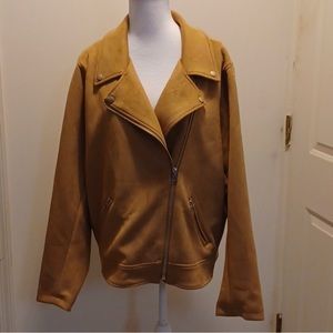 Torrid TAN STRETCH FAUX SUEDE MOTO JACKET 4X